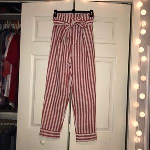 pink & white striped dress pants